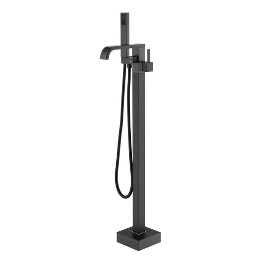 CASAINC Single Handle Floor Mounted Bathtub Faucet High Flow Bathroom Tub Filler with Hand Shower